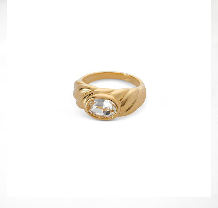 טבעת זהב עם זירקון שקוף- עדי