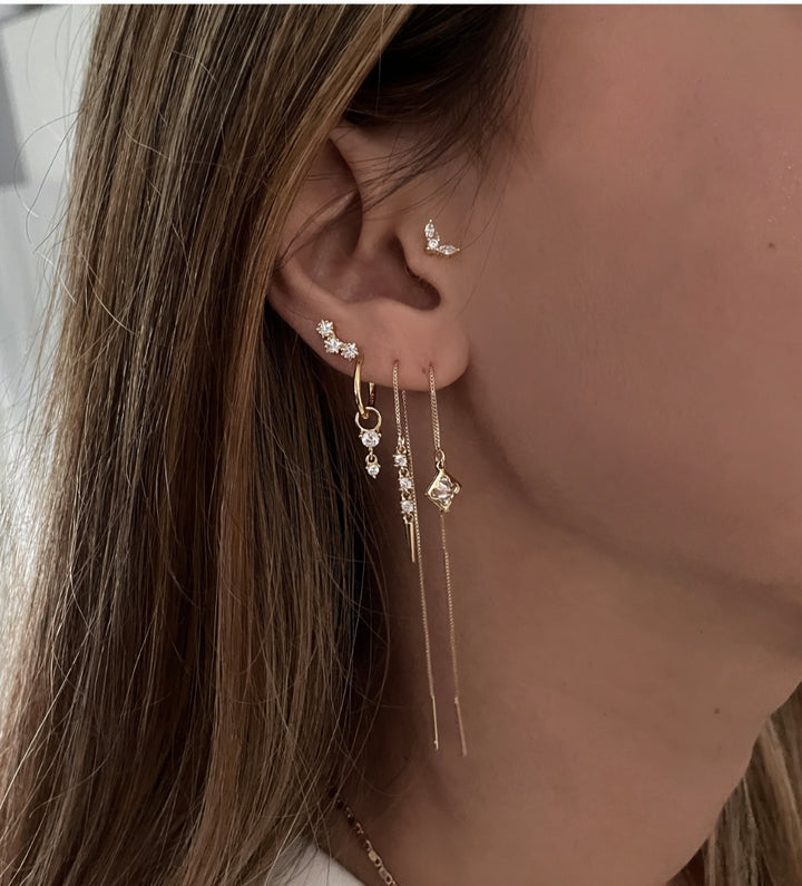 סט עגילי שרשרת זהב  - מילן