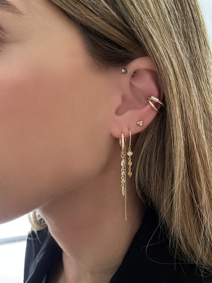 עגילי שרשרת זהב מעויין- דר