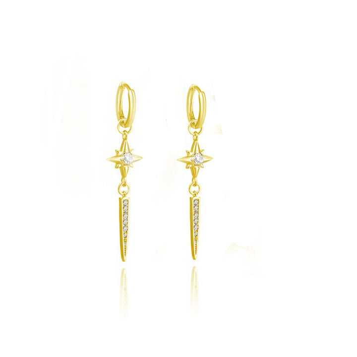 עגילי חישוק זהב כוכב - קריין