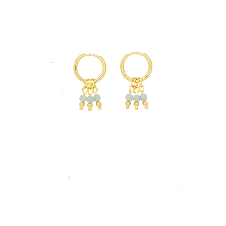 עגילי חישוק זהב חרוזי אמזונייט - לולה