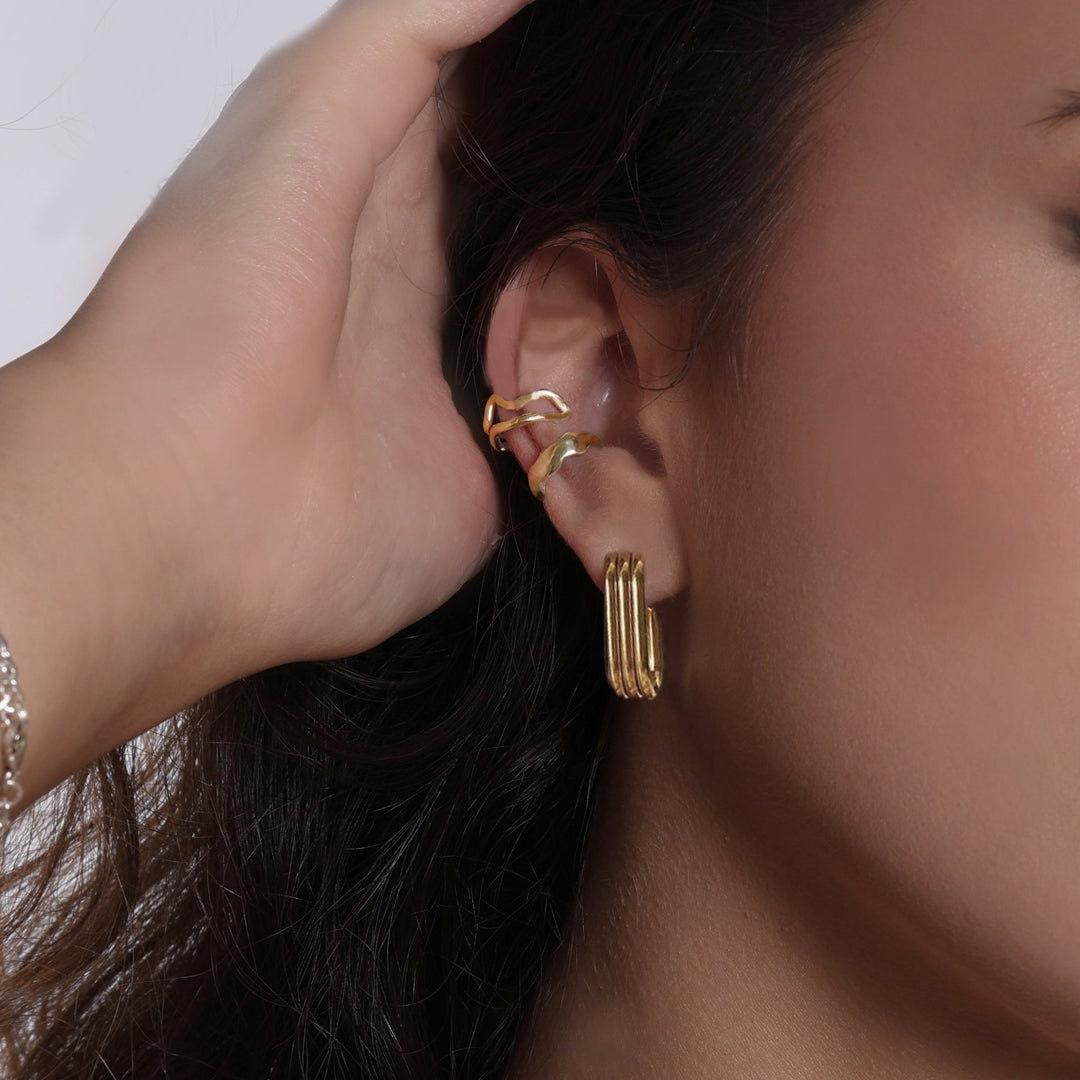 עגילי חישוק זהב צמודים - קרין