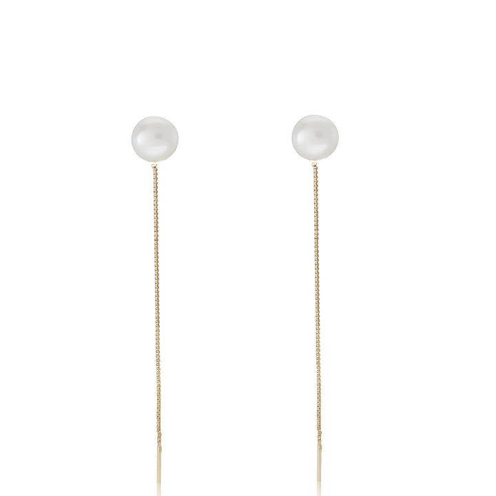 עגילי שרשרת פנינה זהב - גאלה