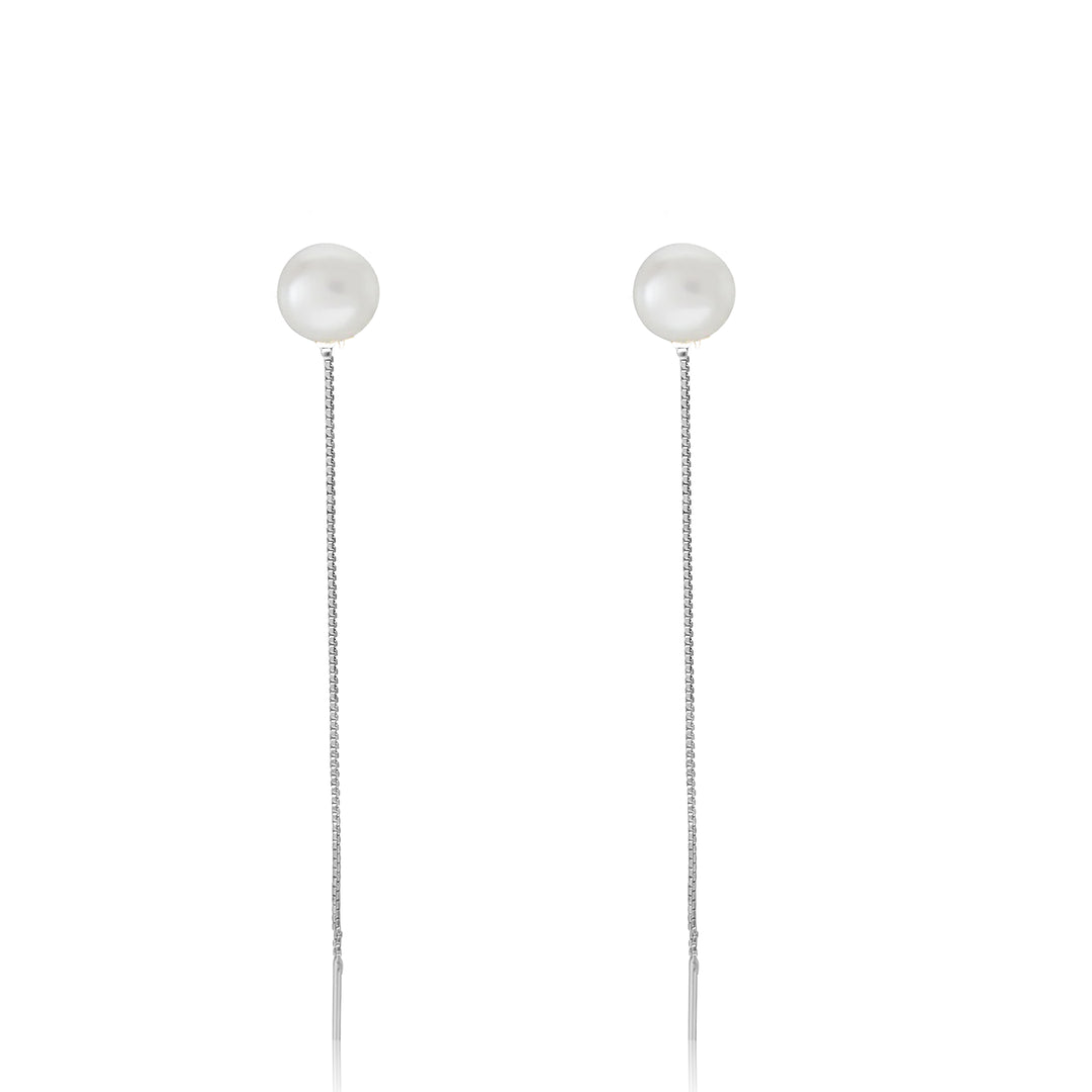 עגילי שרשרת פנינה זהב - גאלה