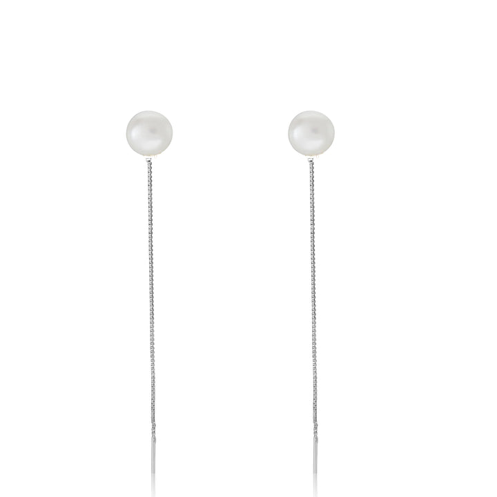 עגילי שרשרת פנינה זהב - גאלה