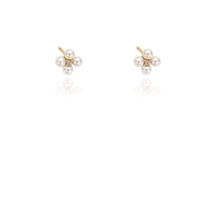 עגילי פנינה זהב צמודים - סיאן