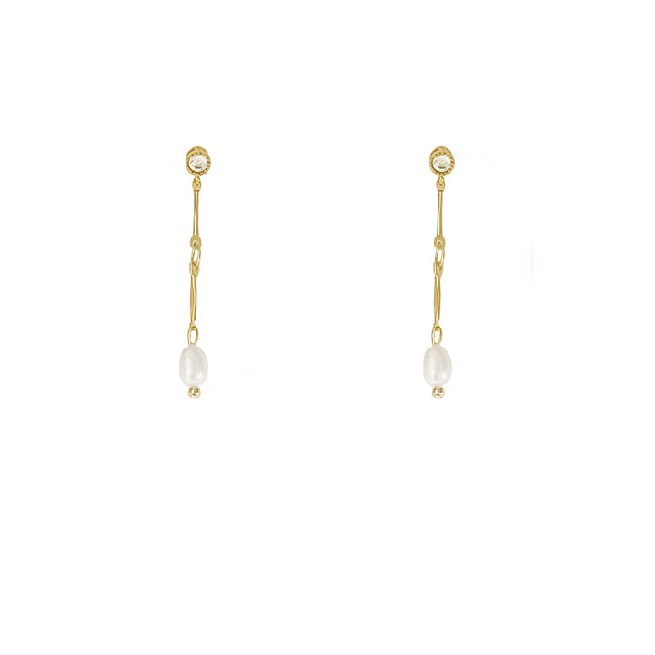 עגילים זהב שרשרת פנינה - קיטי