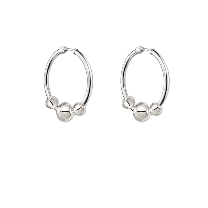 עגילי חישוק כסף חרוזים - אסיה