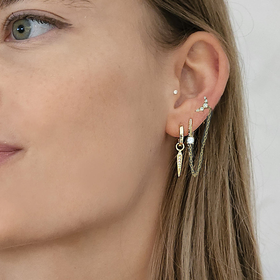 סט עגילי זהב  14 קארט - קרולין