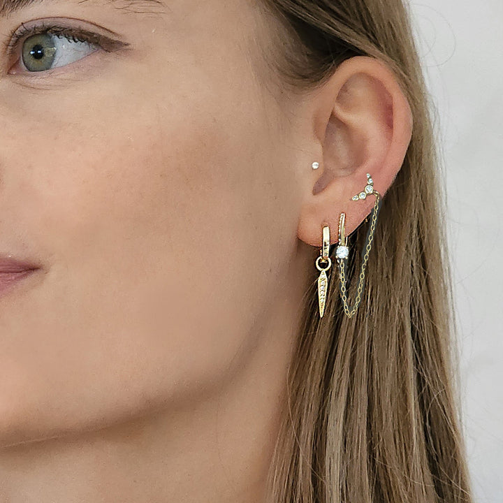 סט עגילי זהב  14 קארט - קרולין