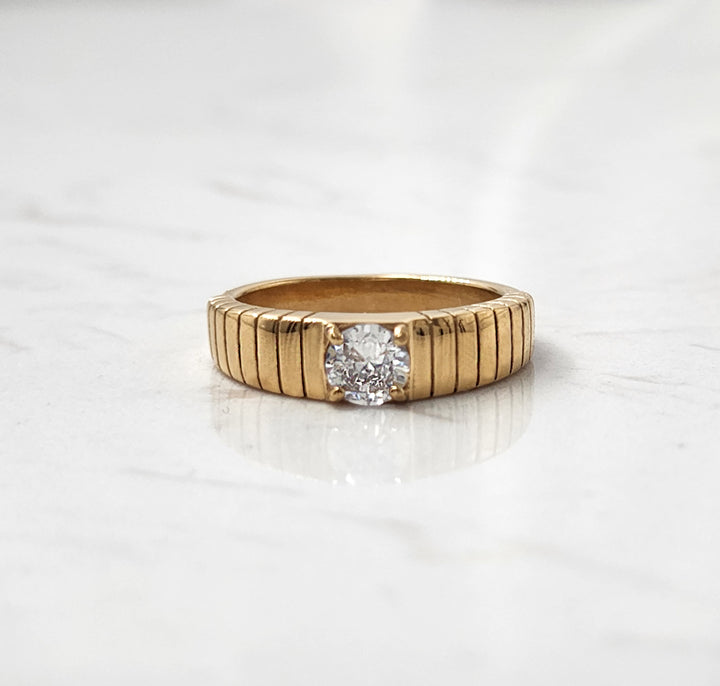 טבעת זהב עם זירקון - מנדי