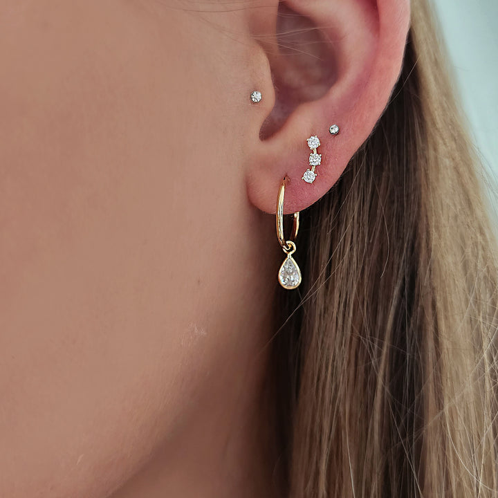 עגילי זהב 14 קארט צמודים - משית