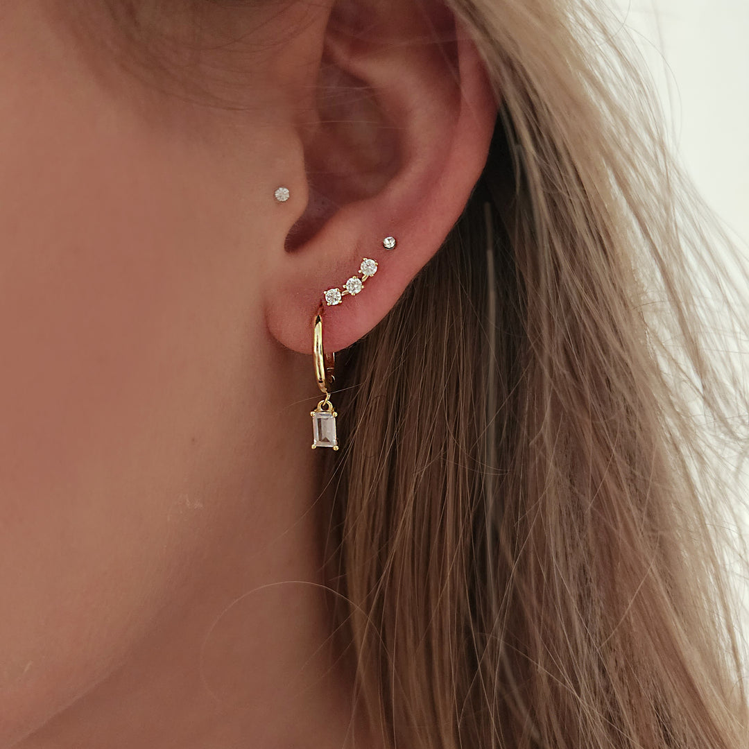 עגילי זהב 14 קארט צמודים - משית