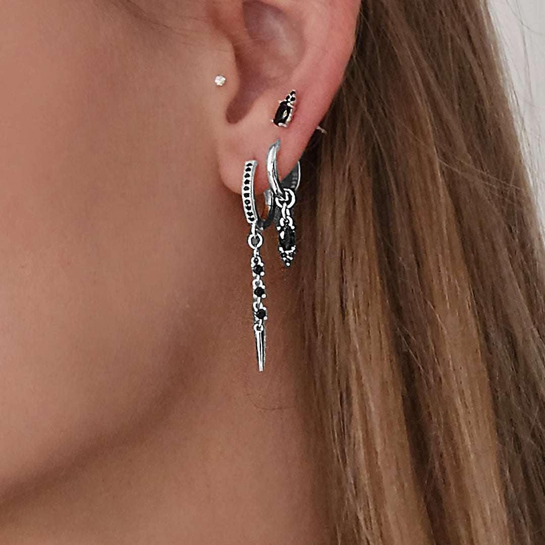 עגילי חישוק כסף 925 תליון זירקונים - בלייר