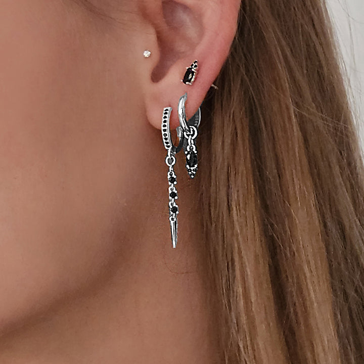 עגילי חישוק כסף 925 תליון זירקונים - בלייר