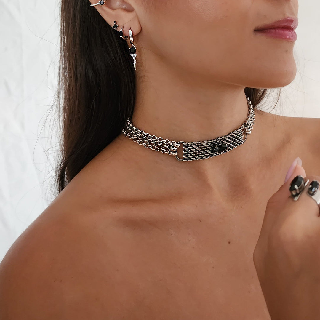 שרשרת צ'וקר כסף - צ'לסי