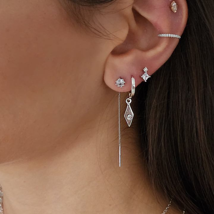 סט עגילי כסף שרשרת ומעויין- סאני