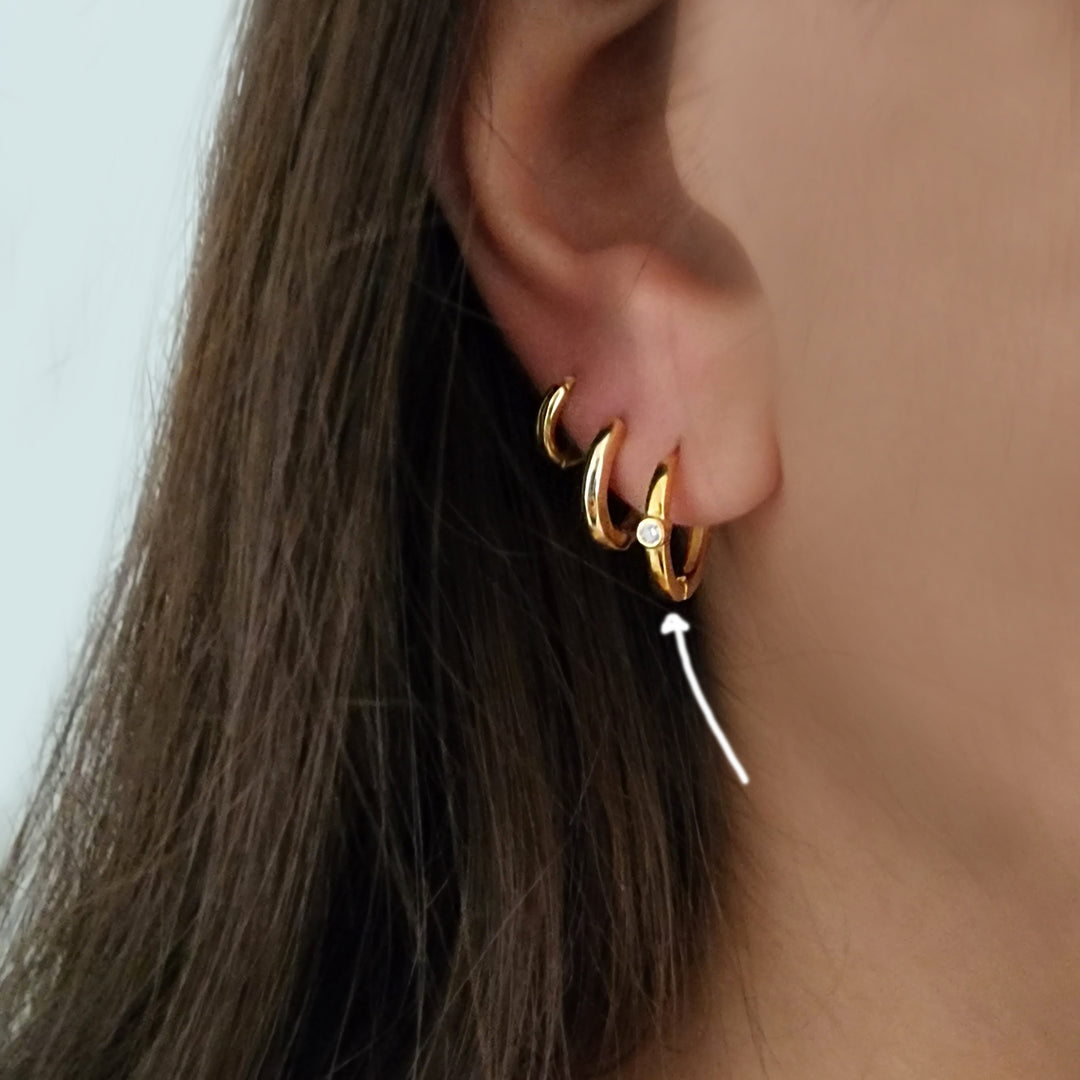 עגילי חישוק זירקון זהב - שינה