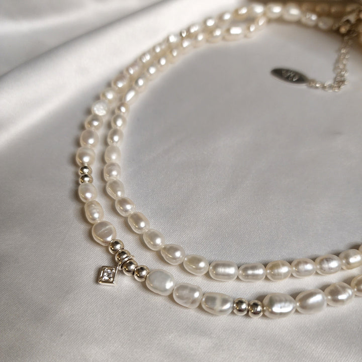 שרשרת פנינים כסף 925 - נואל