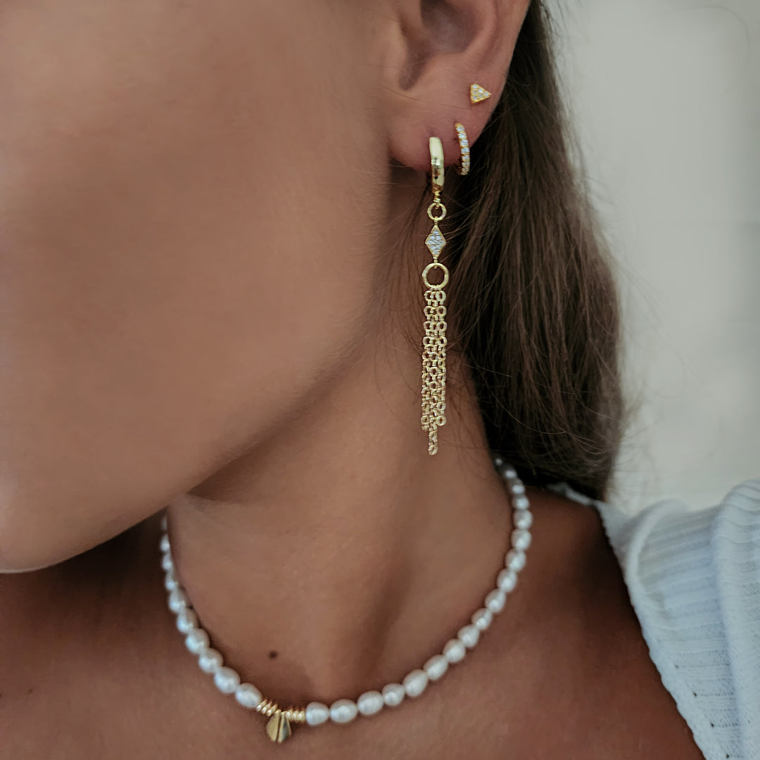 עגילי חישוק זהב ושרשרת - סנדי