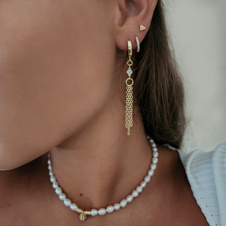 עגילי חישוק זהב ושרשרת - סנדי