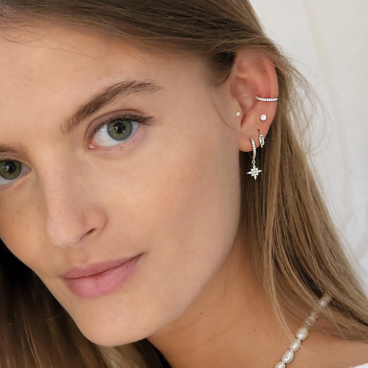 עגילי זהב וכסף צמודים - רומי