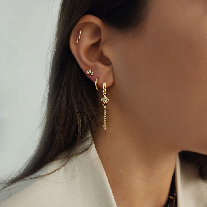 עגילי חישוק שרשרת זהב - אלי