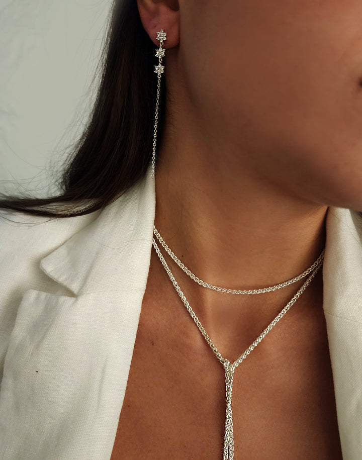 עגילי שרשרת כסף - קרלי