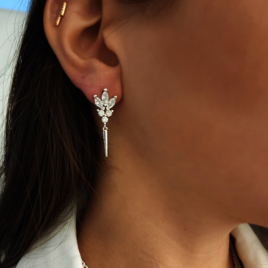 עגילי לוטוס כסף צמוד- מוניק