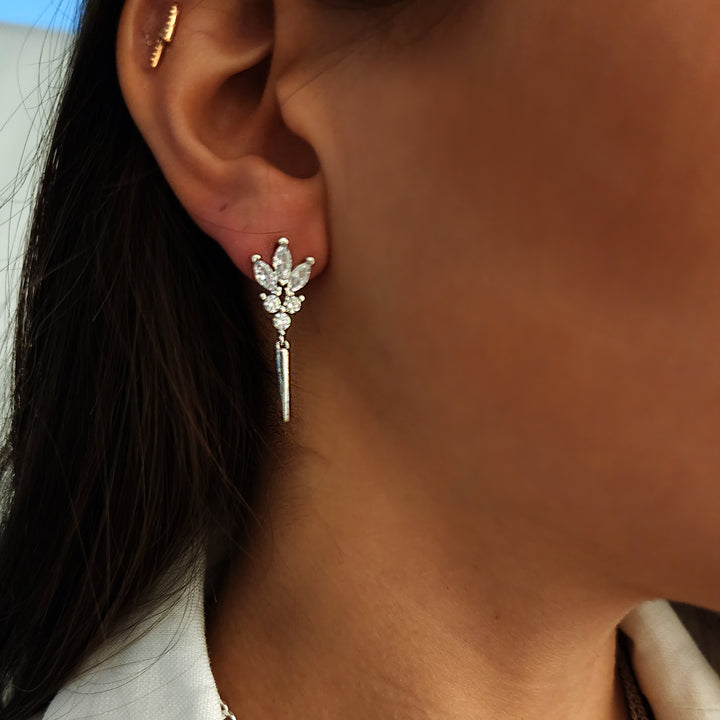 עגילי לוטוס כסף צמוד- מוניק