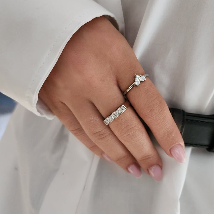 טבעת כסף 925 וזירקונים - נלה