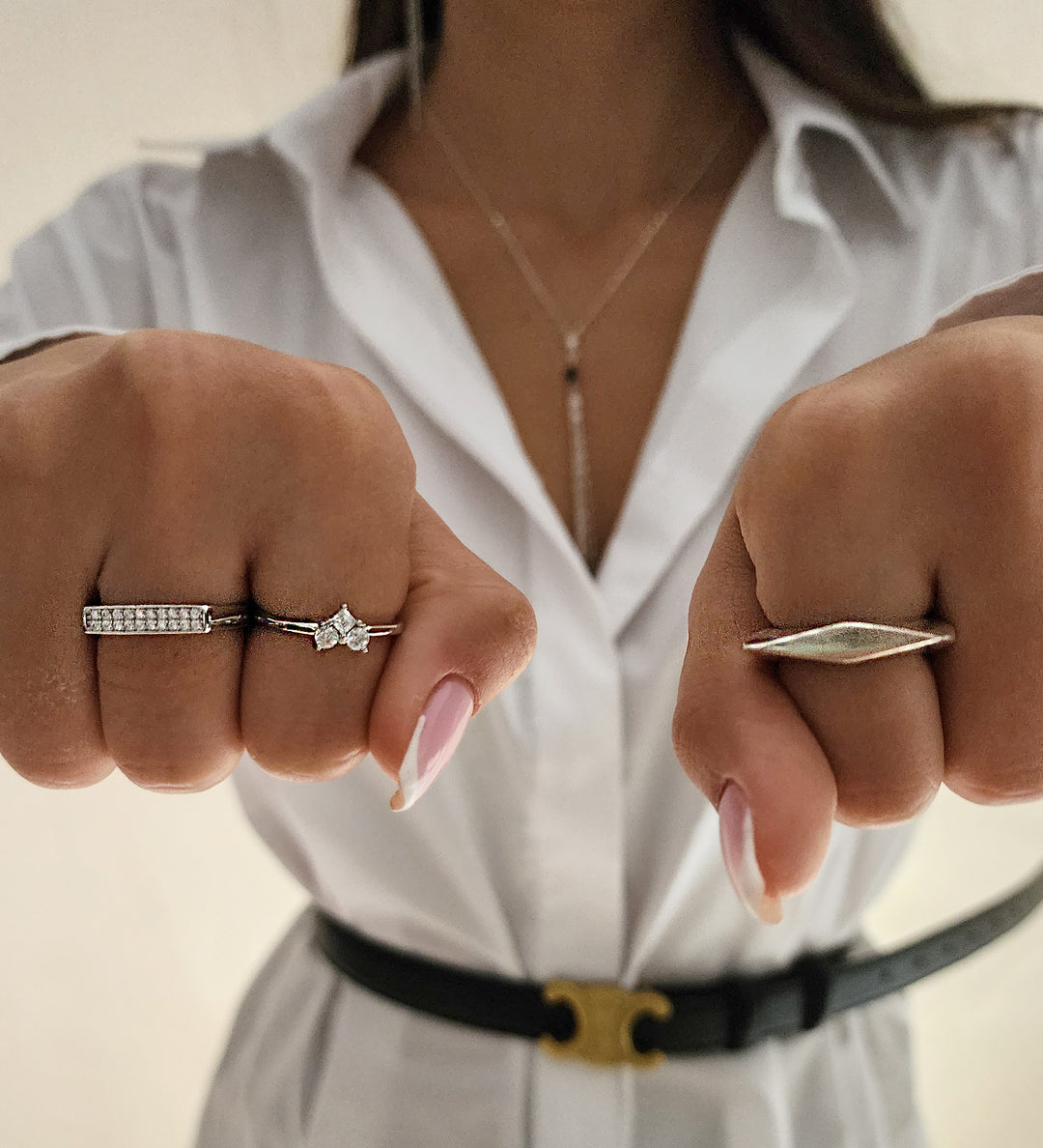 טבעת כסף 925 וזירקונים - נלה