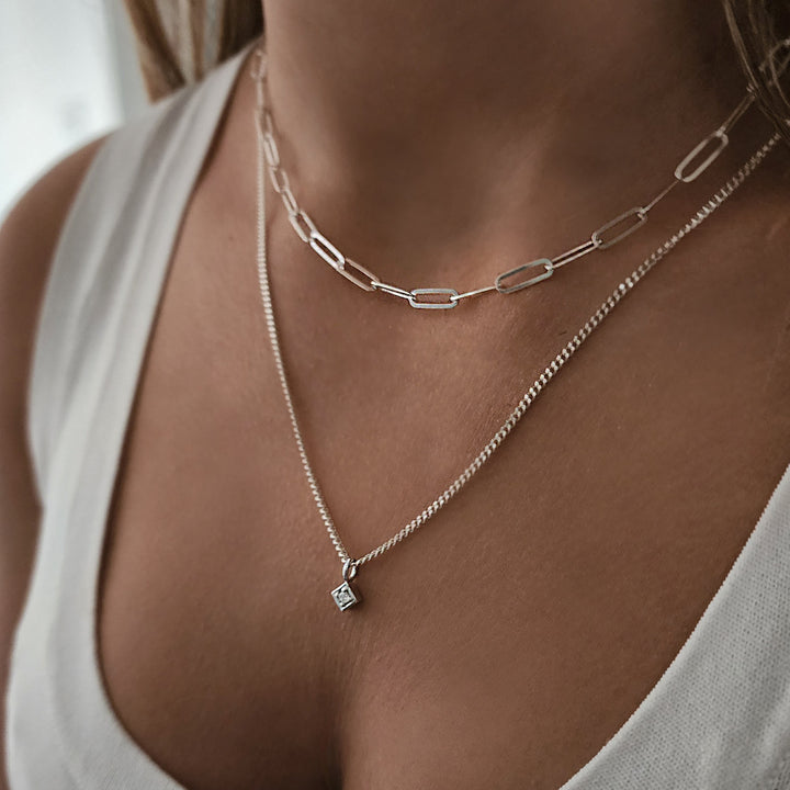 שרשרת כסף 925 תליון מעוין זירקון - לילי