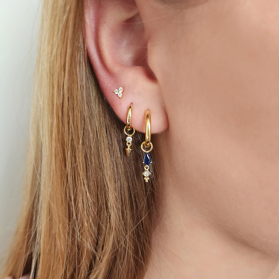 עגילי חישוק זהב זירקון  - אנדי