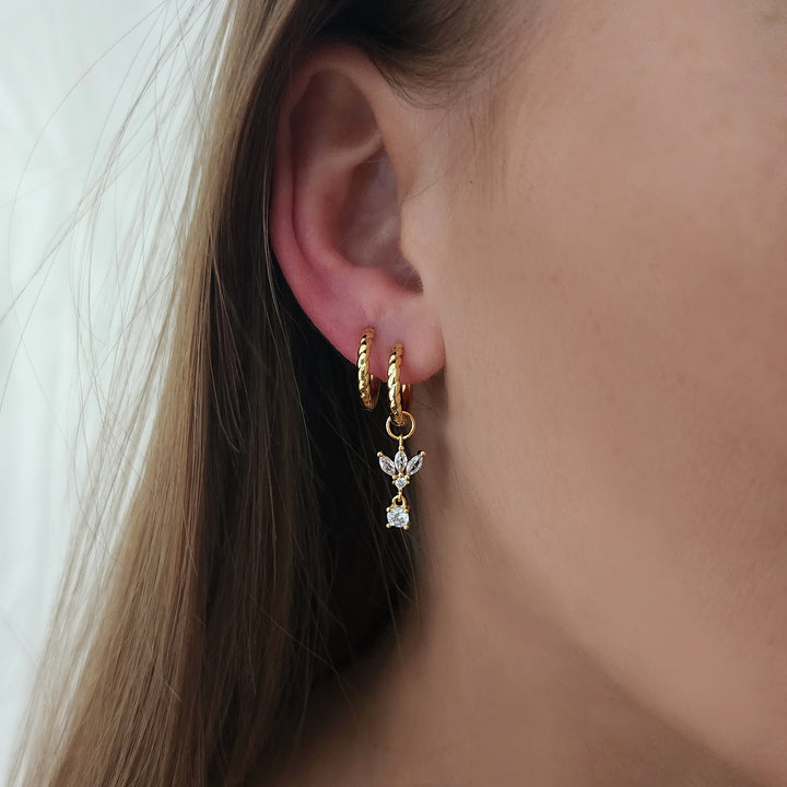 עגילי חישוק זהב לוטוס  - פליסיטי