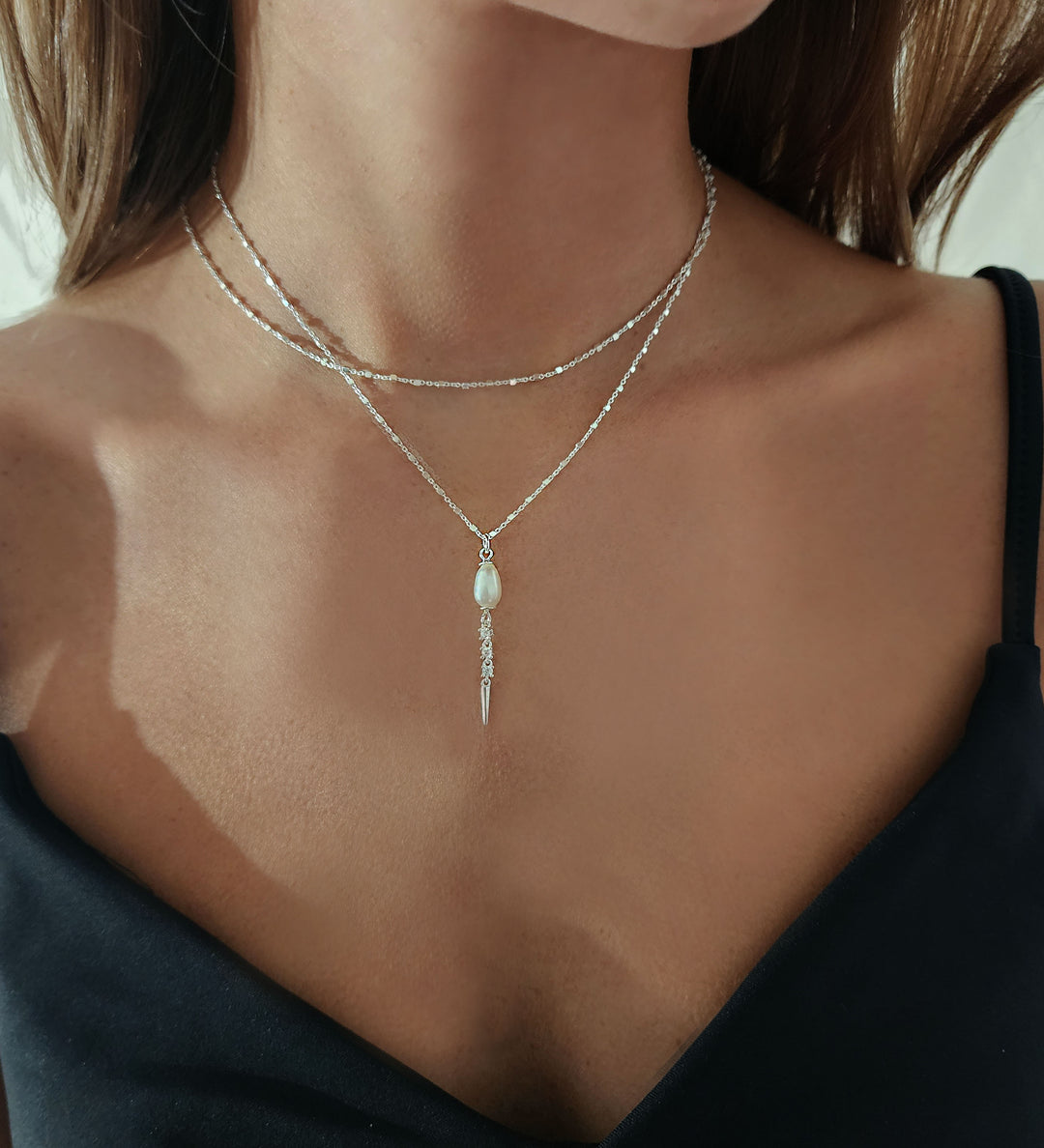 שרשרת כסף 925 פנינה - לארין