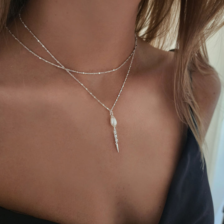 שרשרת כסף 925 פנינה - לארין