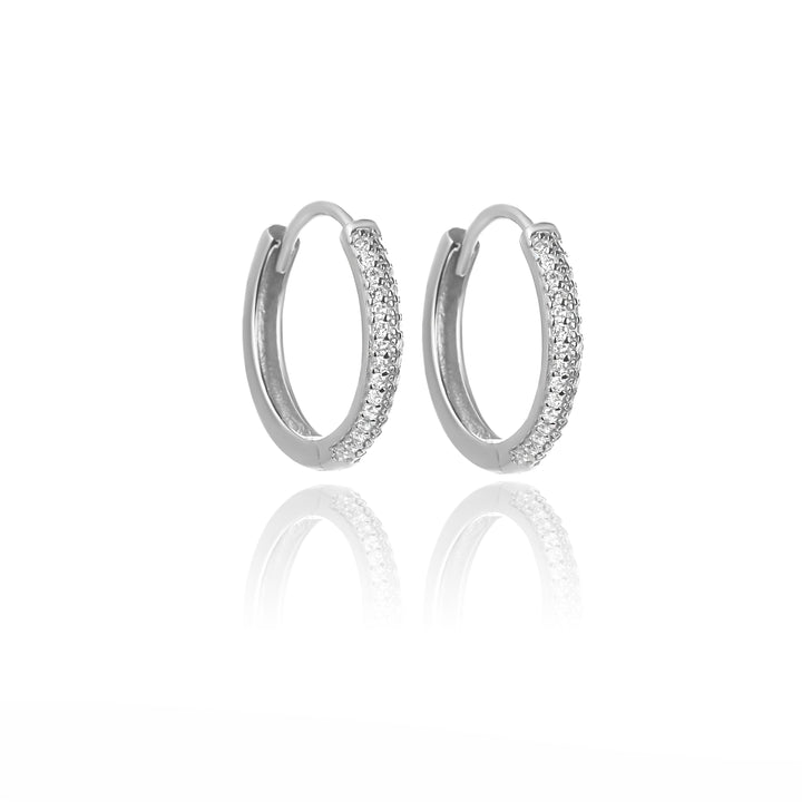 עגילי חישוק כסף משובצים - לקסי M