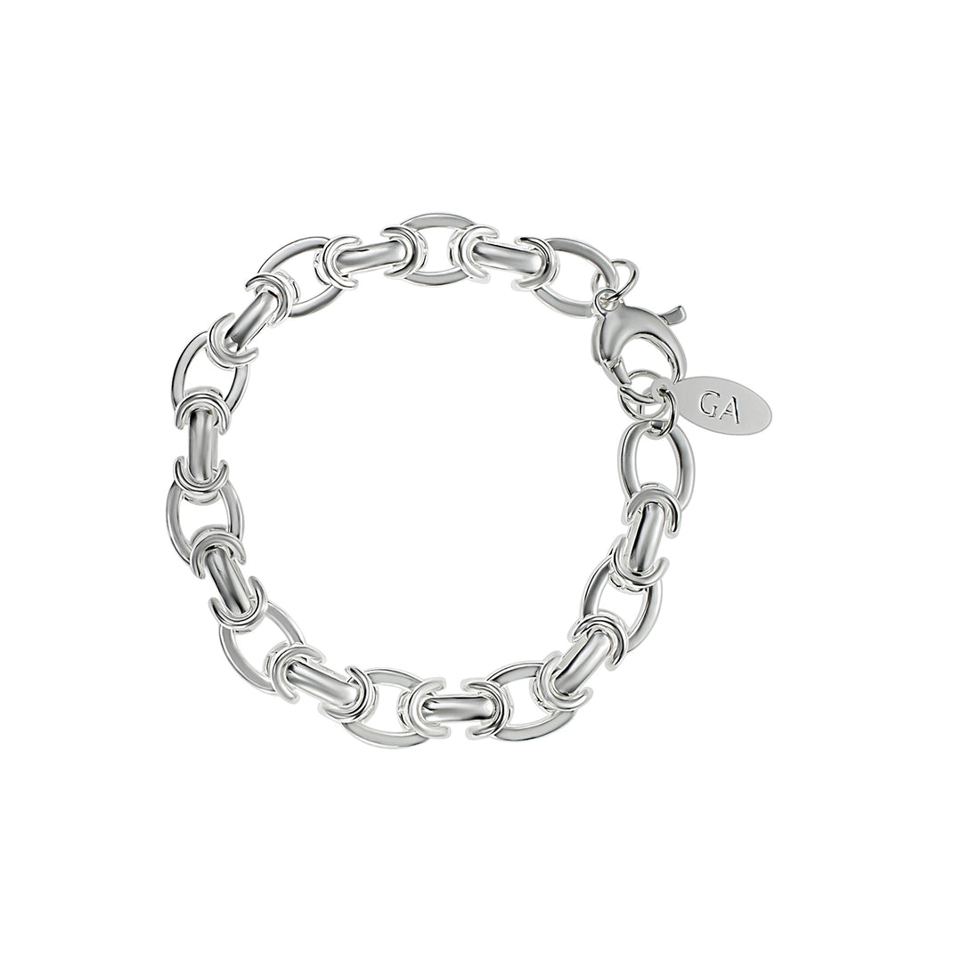 צמיד כסף חוליות אובליות - מרון