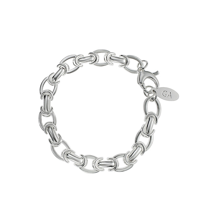 צמיד כסף חוליות אובליות - מרון