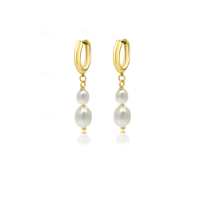 עגילי חישוק זהב פנינה - דיאנה