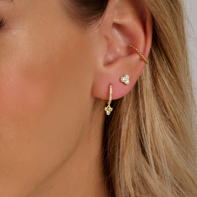 עגילי זהב צמודים - דווין