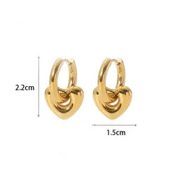 עגילי חישוק תליון לב - אנבלה