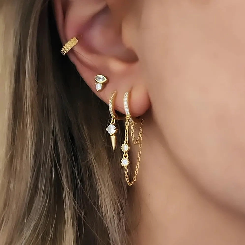 עגילים צמודים זהב -  ריין