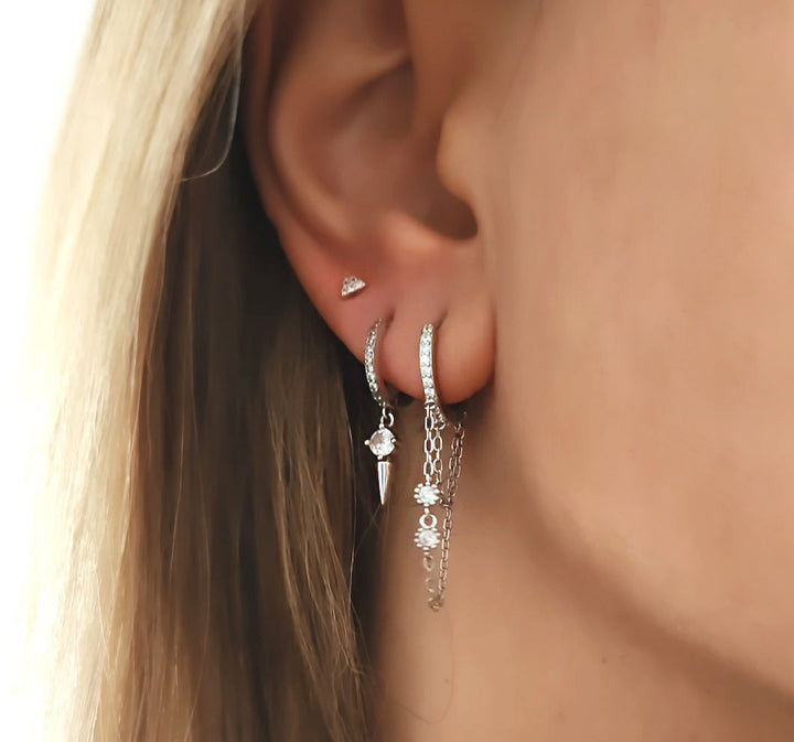 עגילי חישוק ושרשרת כסף - קורה