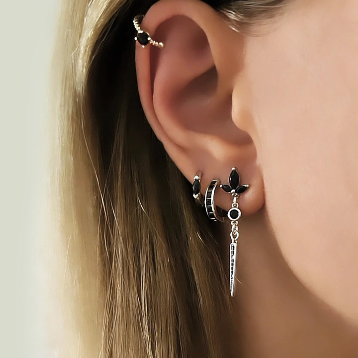 עגילי כסף צמודים לוטוס - דוני