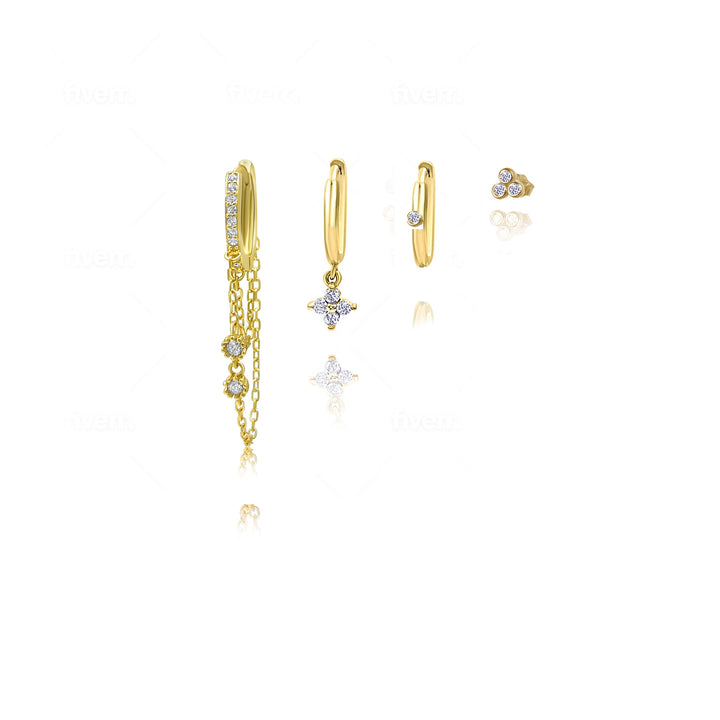 סט עגילי זהב - ליר