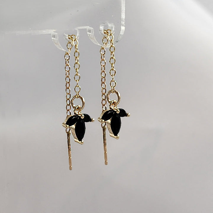 עגילי שרשרת זהב 14 קארט לוטוס - גל