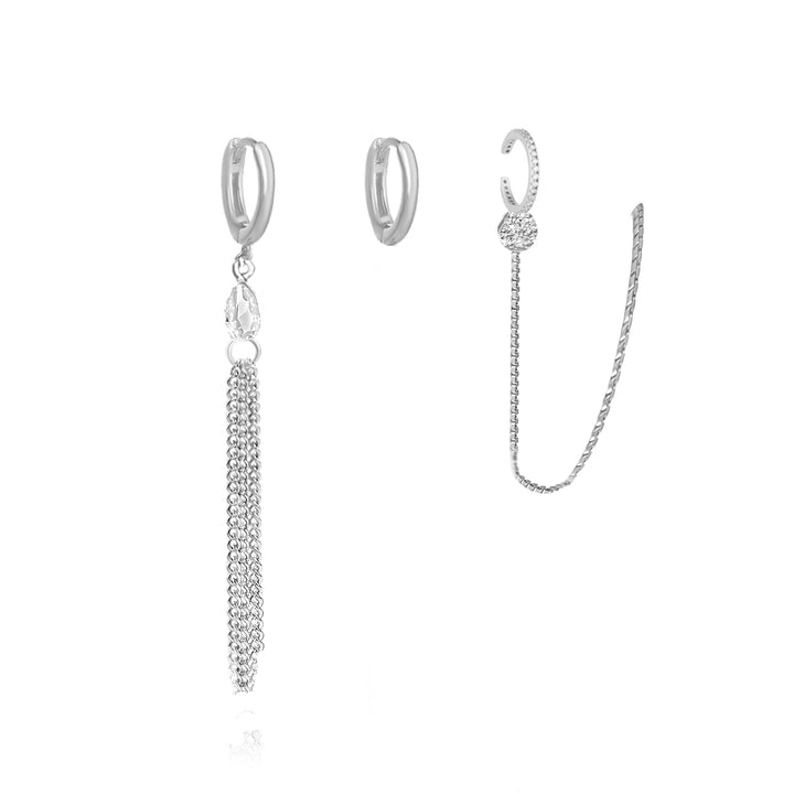 סט עגילי כסף ושרשרת - ג'וליה