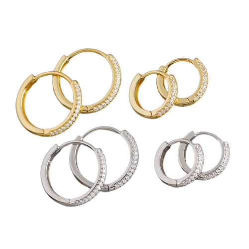 עגילי חישוק זהב משובצים - לקסי M